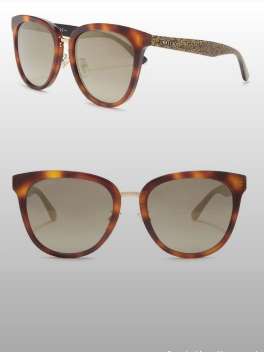 Jimmy Choo Tortoise Gold Glitter Sunglasses